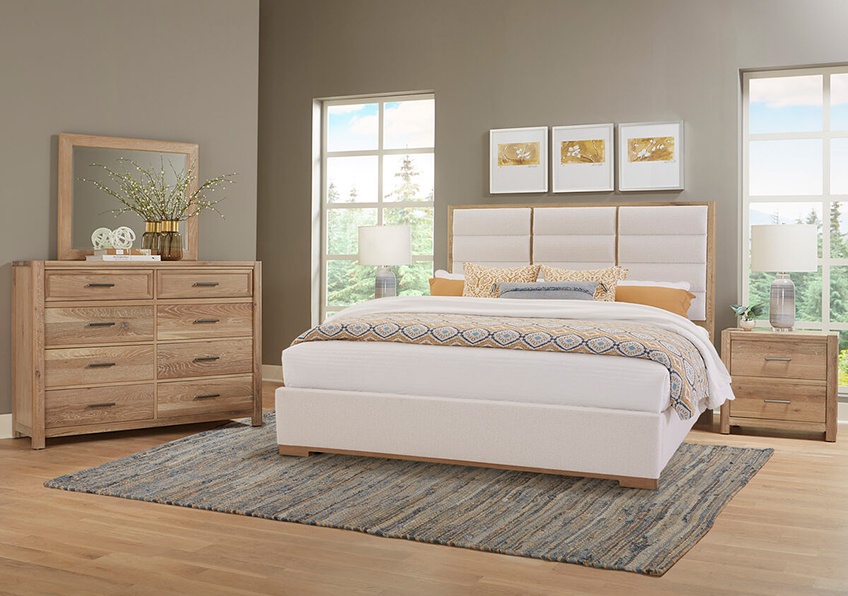 Crafted Oak Upholstered Bed
