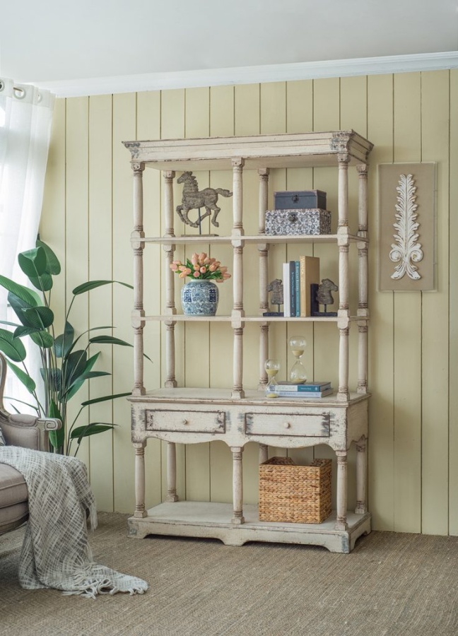 Adela French Country White Bookcase