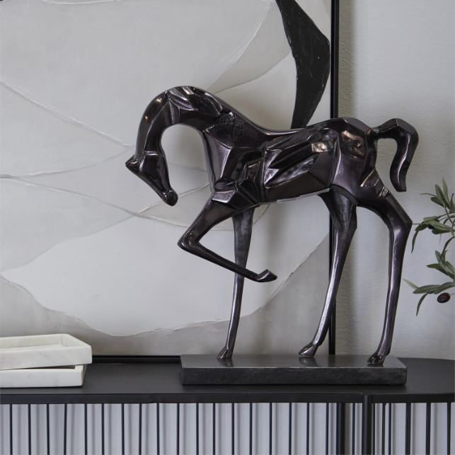Black Aluminum Horse Sculpture