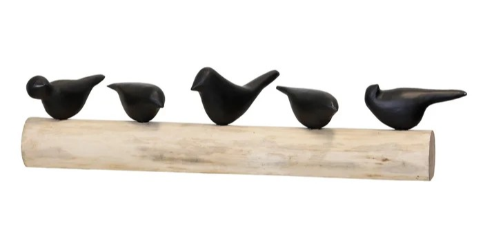Natural Wood Birds Sitting on Log