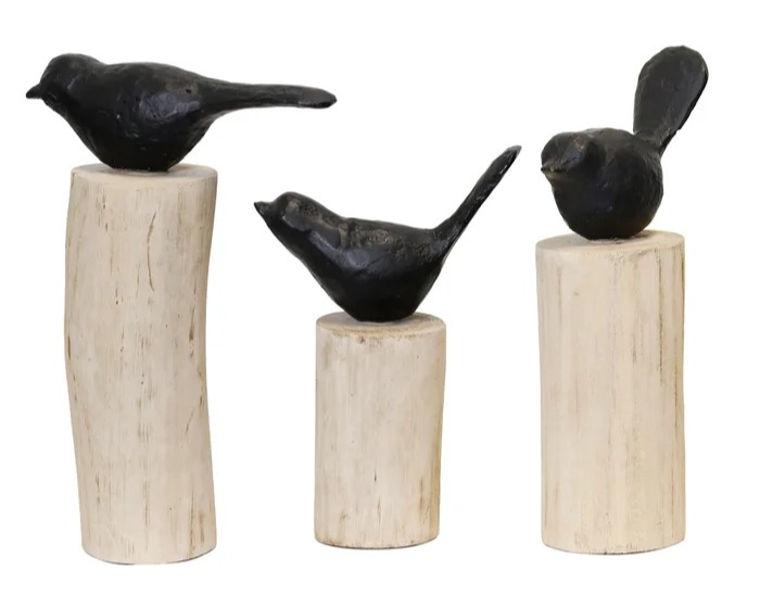 Natural Wood Birds Sitting on Stumps