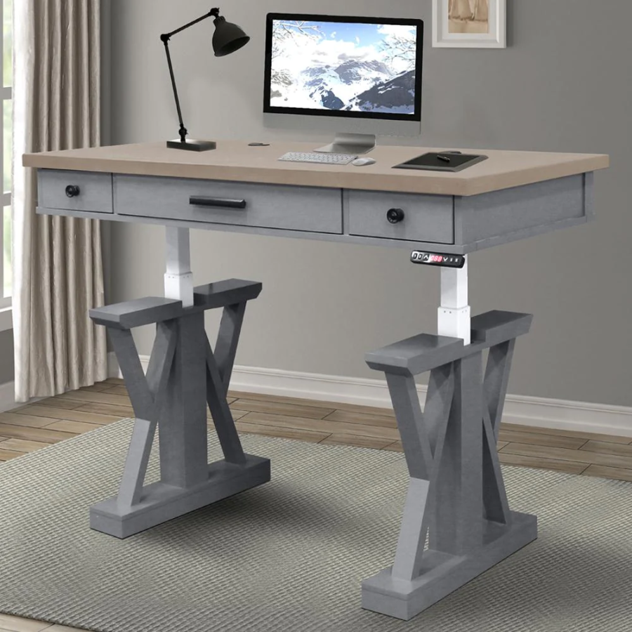 Americana Modern Dove Power Lift Desk