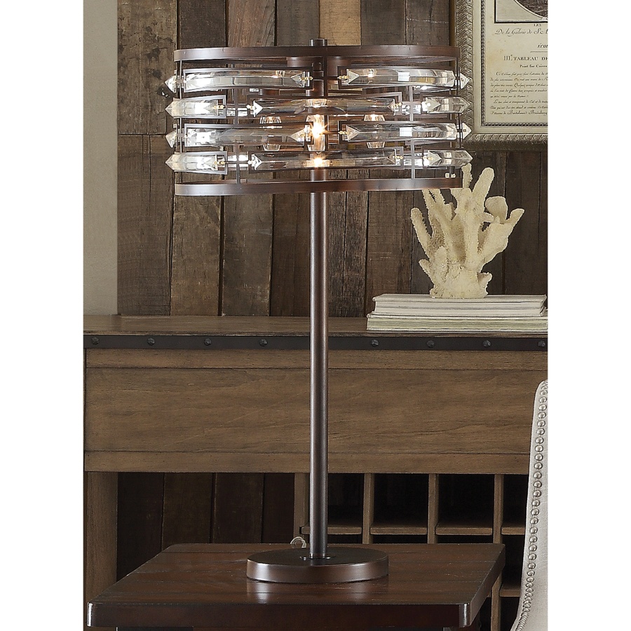 Antique Bronze Crystal Table Lamp