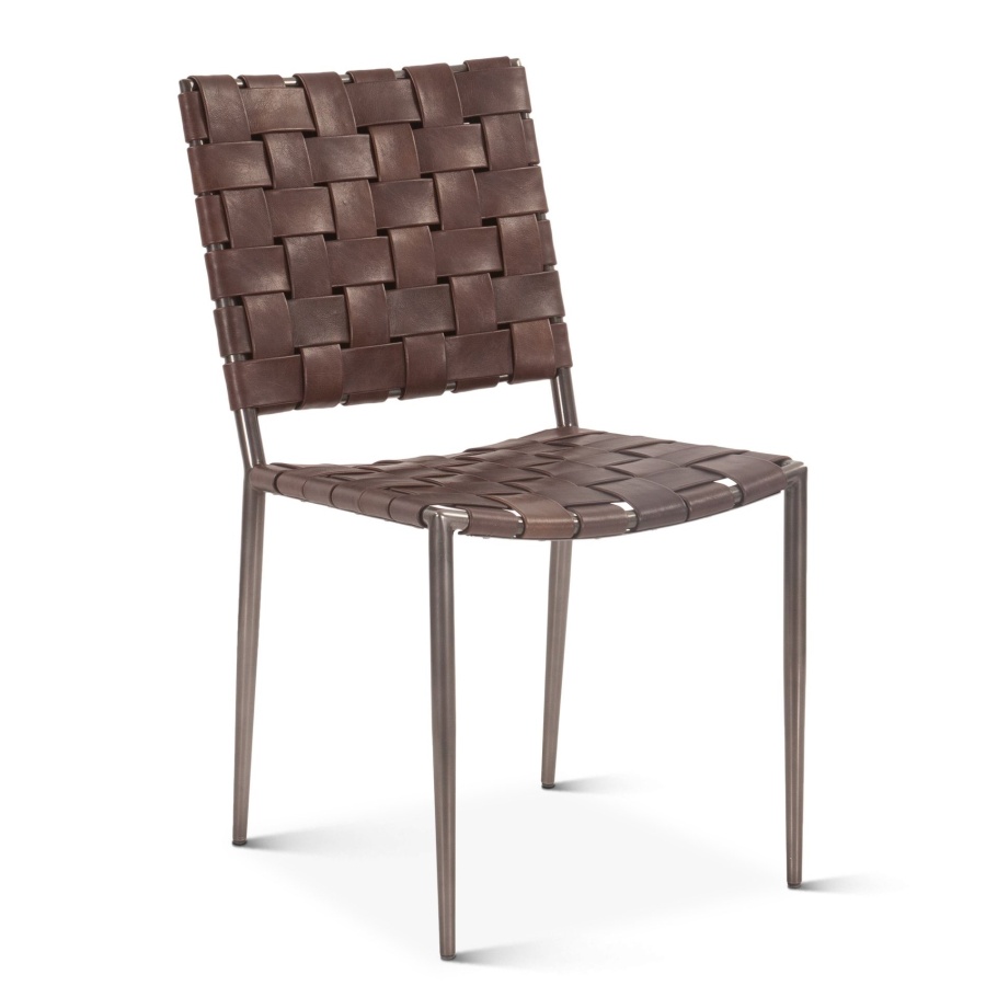 Copenhagen Buffalo Leather and Iron Brown Dining Chair