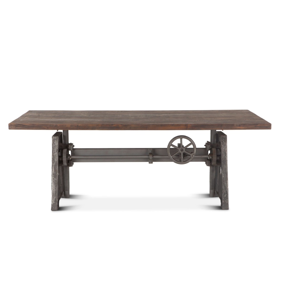 Industrial Loft 84" Adjustable Dining Table Weathered Gray