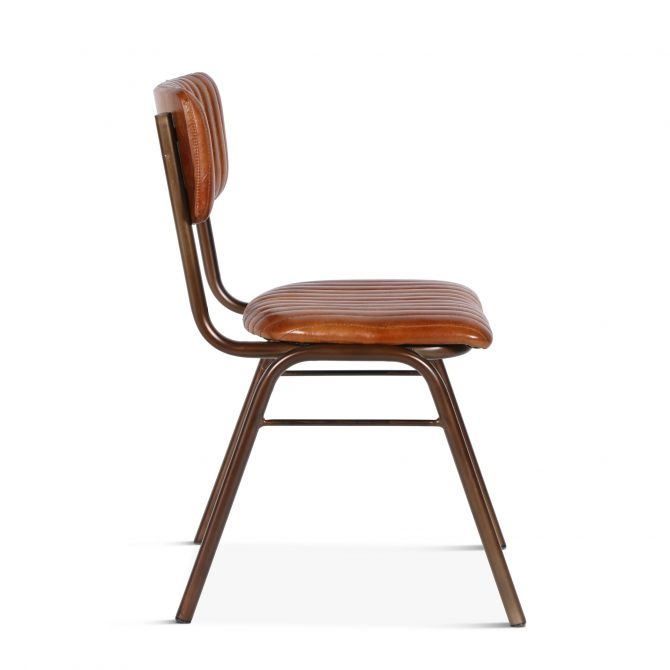 Bob Iron Dining Chair with Ribbed Leather