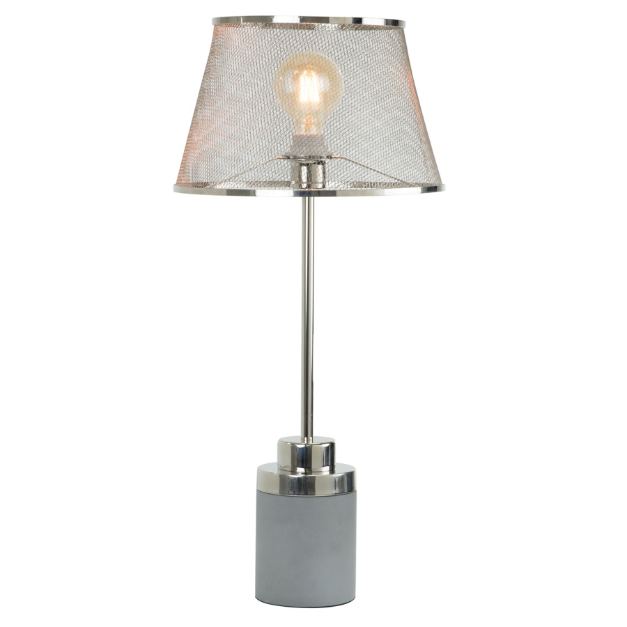 Nickel Table Lamp with Concrete Base