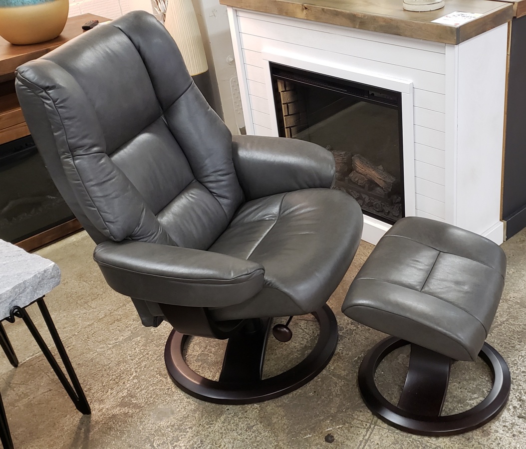 Nordic Anthracite Chair with Ottoman