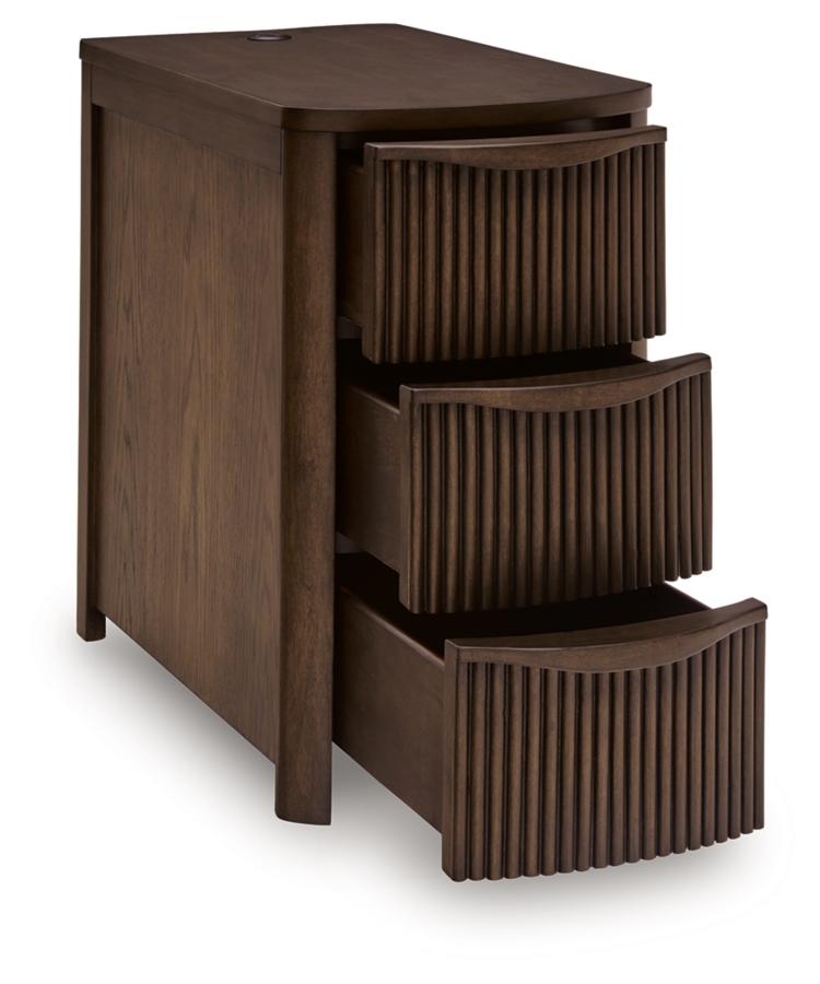 Camdill Power Chairside Table - Dark Brown