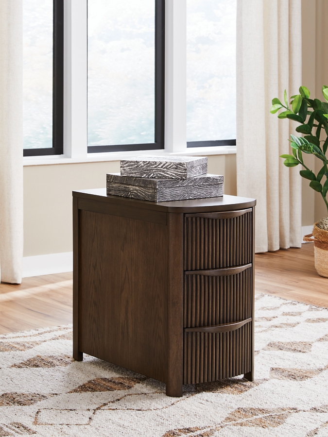 Camdill Power Chairside Table - Dark Brown