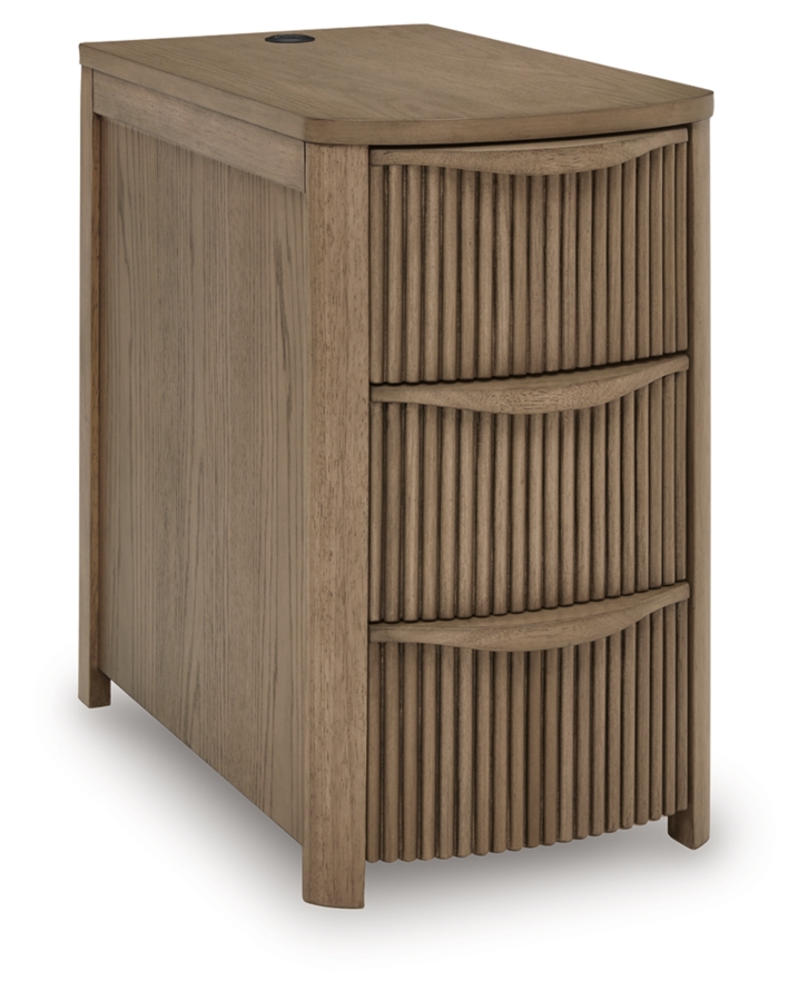 Camdill Power Chairside Table - Light Brown
