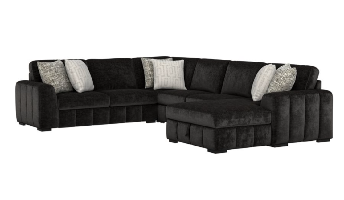 Ritchie 4 Pc Sectional w/ Sleeper Loveseat - Black