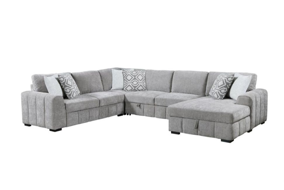 Ritchie 4 Pc Sectional w/ Sleeper Loveseat - Gray