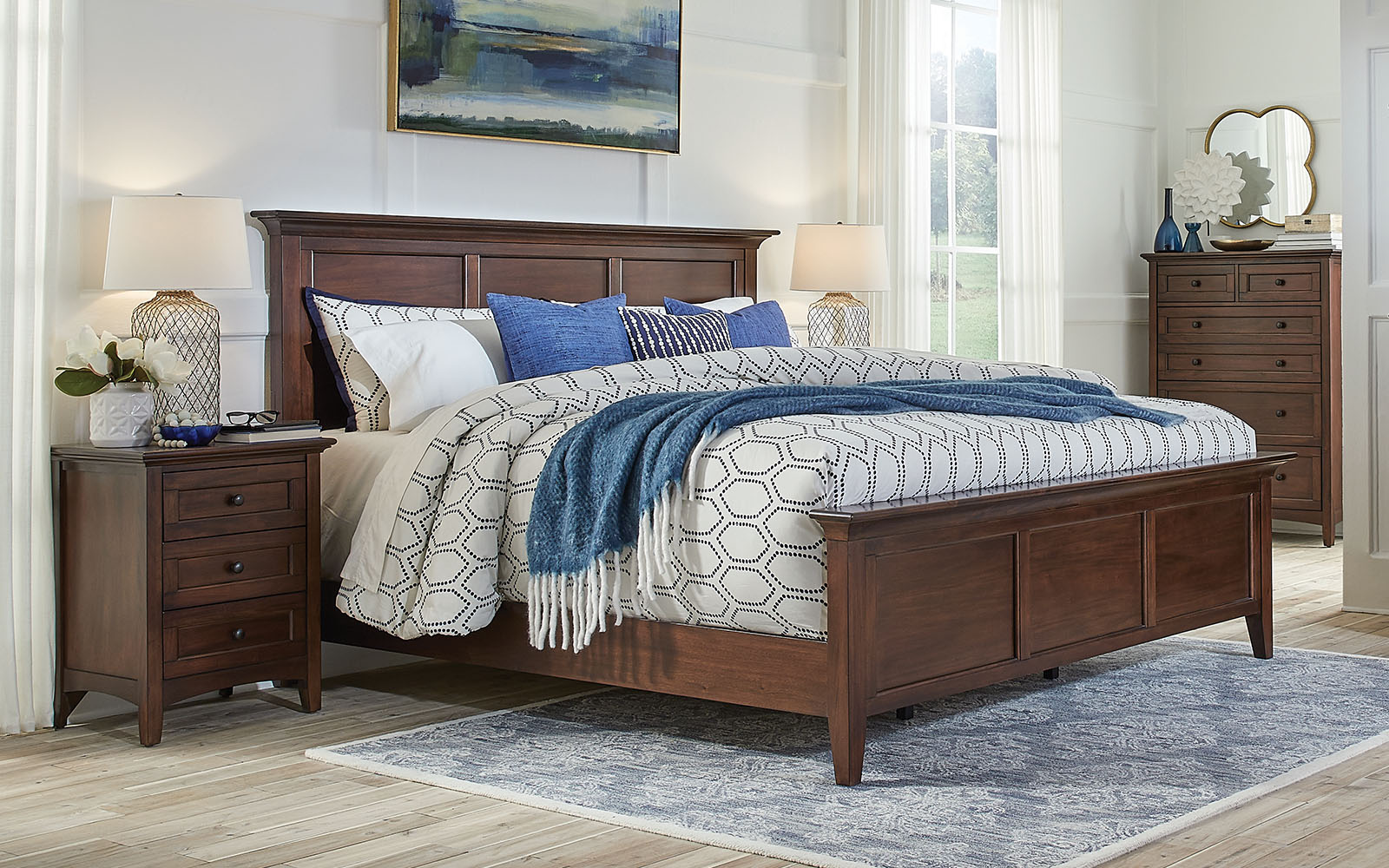 Westlake Cherry Brown Panel Bed