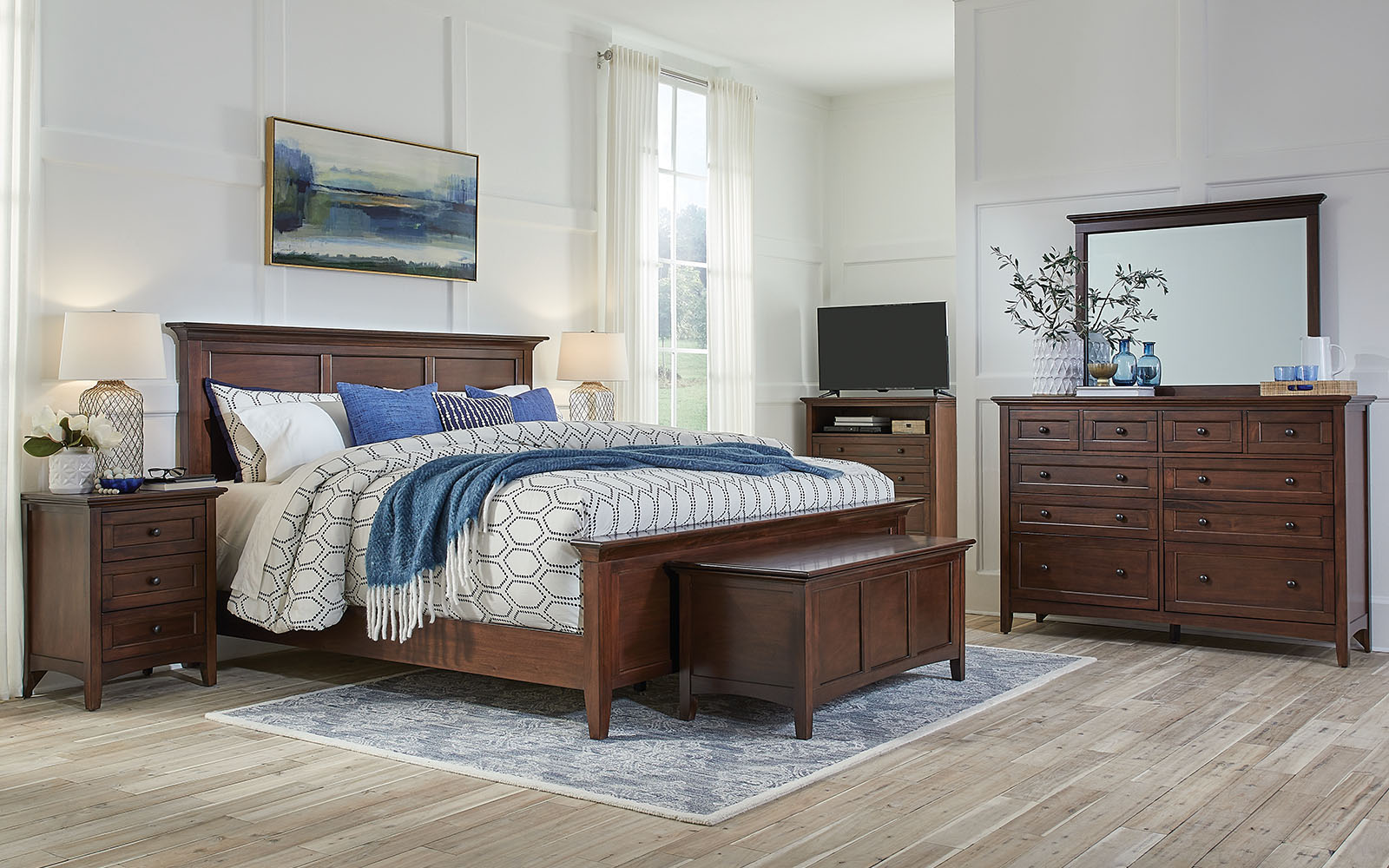 Westlake Cherry Brown Panel Bed