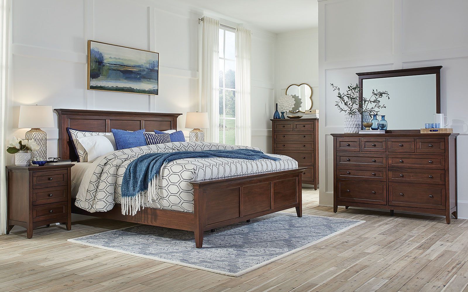 Westlake Cherry Brown Panel Bed