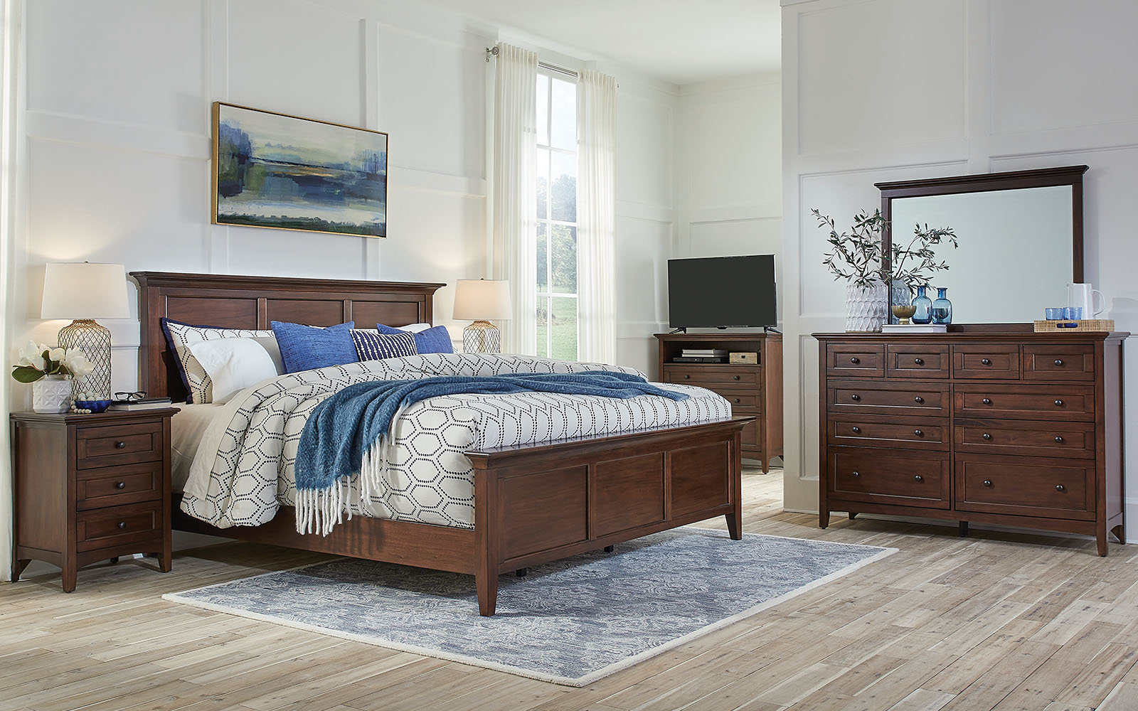 Westlake Cherry Brown Panel Bed