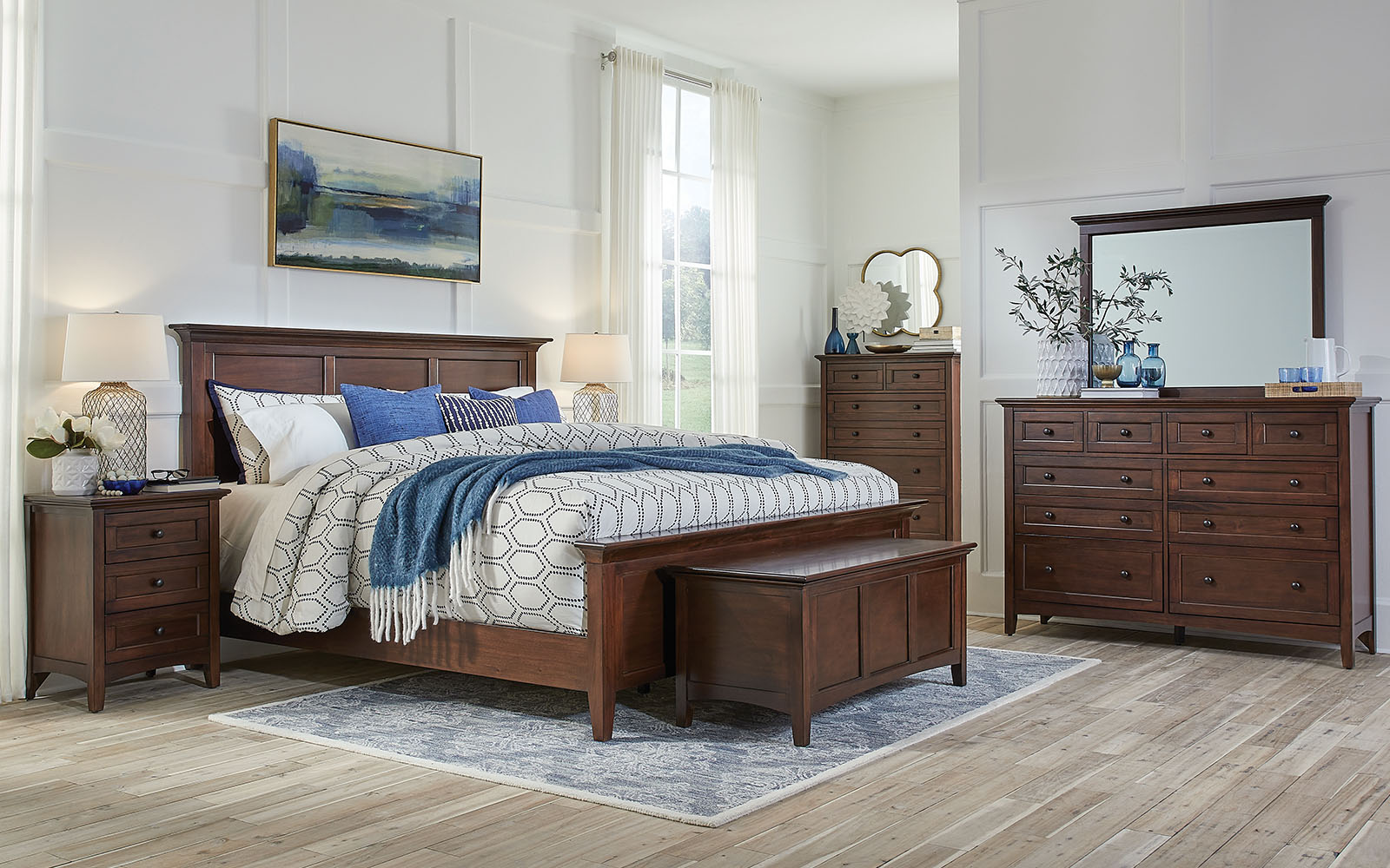Westlake Cherry Brown Panel Bed