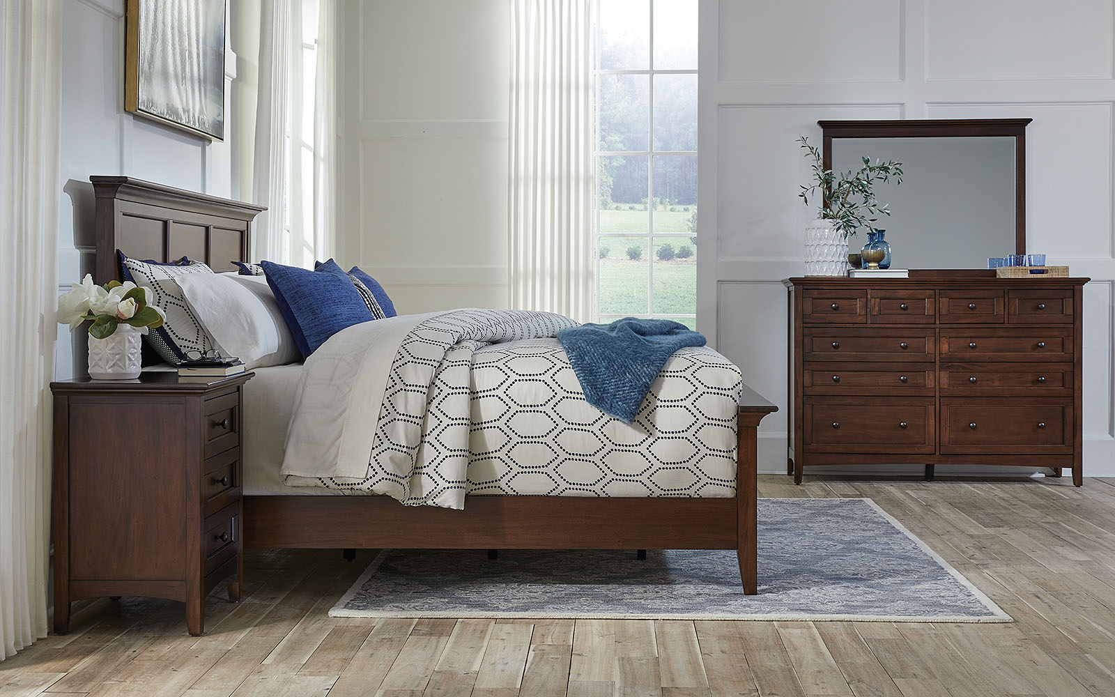 Westlake Cherry Brown Panel Bed
