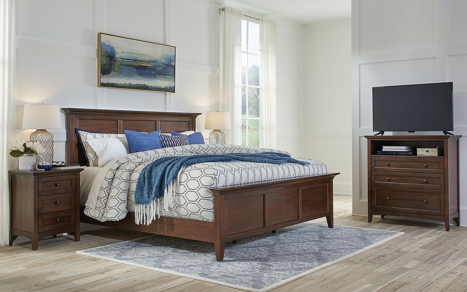 Westlake Cherry Brown Panel Bed
