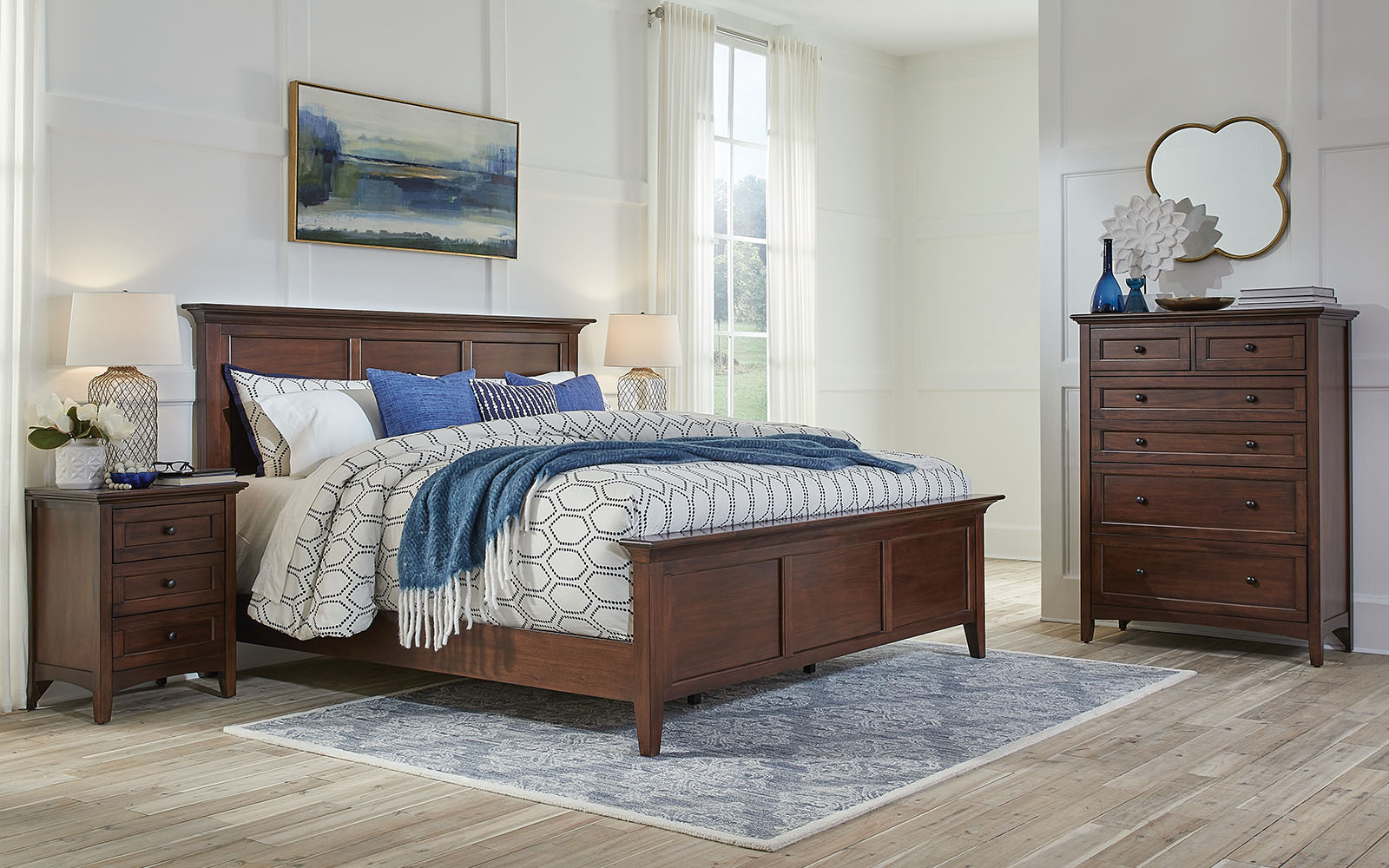 Westlake Cherry Brown Panel Bed