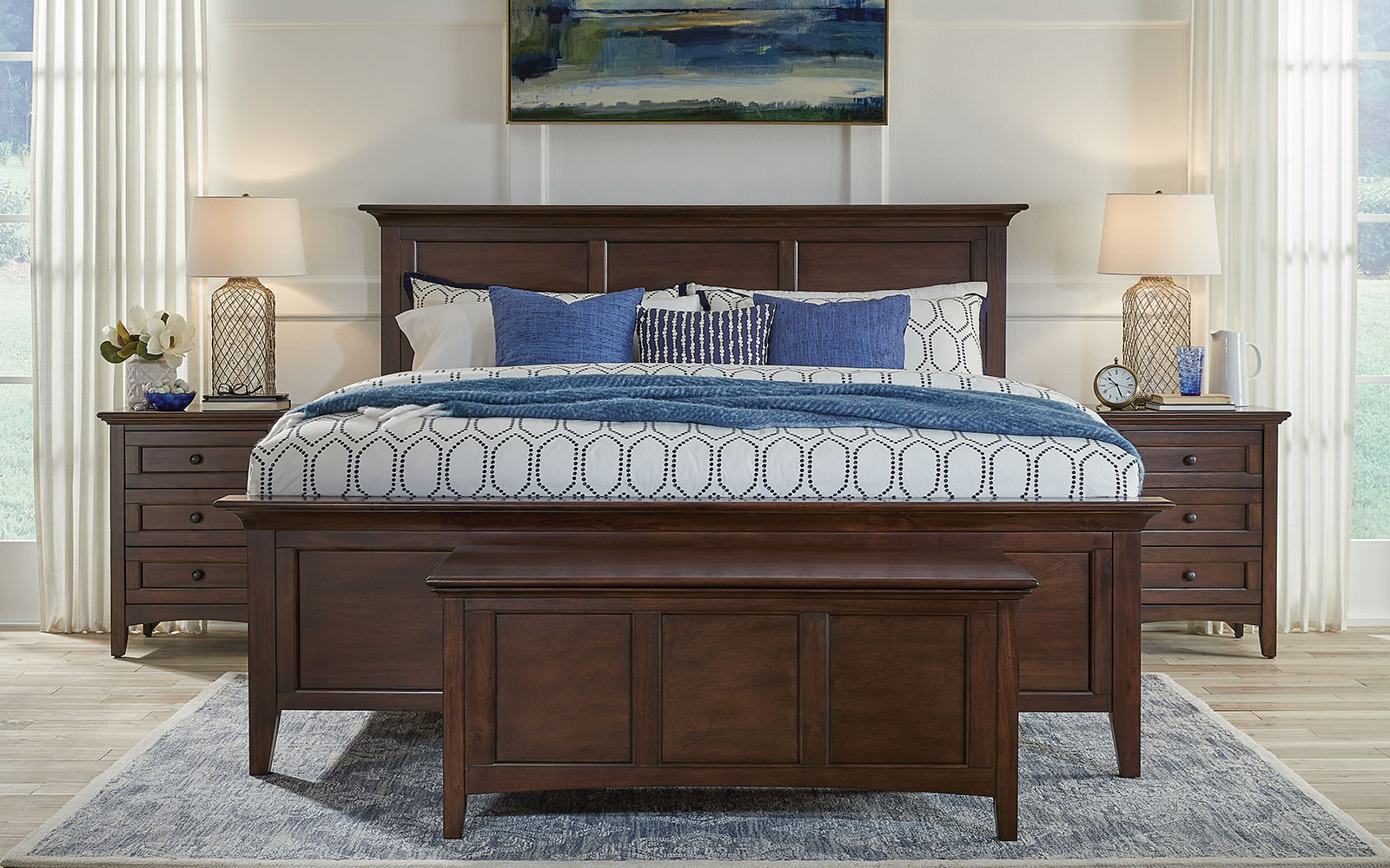Westlake Cherry Brown Panel Bed