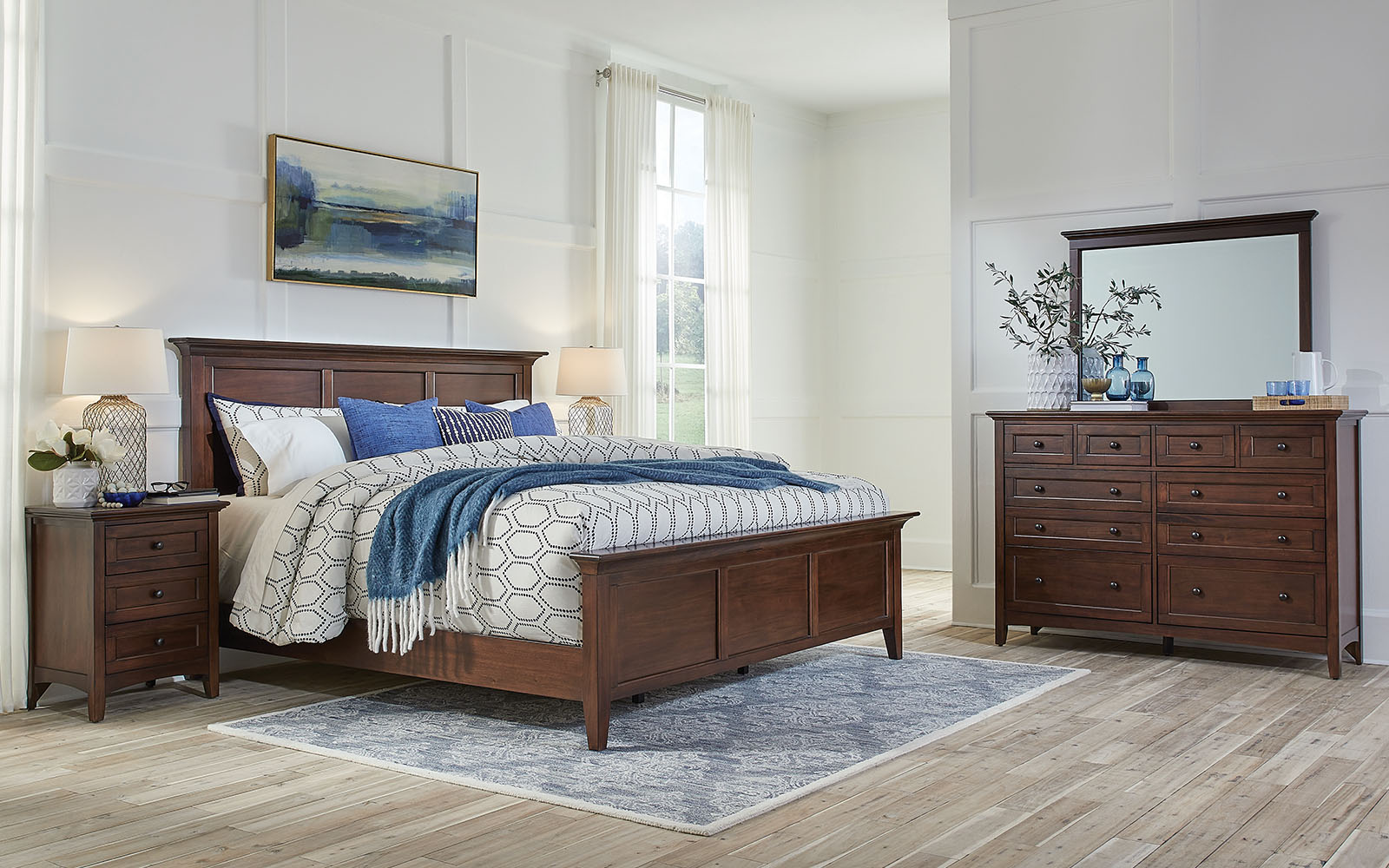 Westlake Cherry Brown Panel Bed